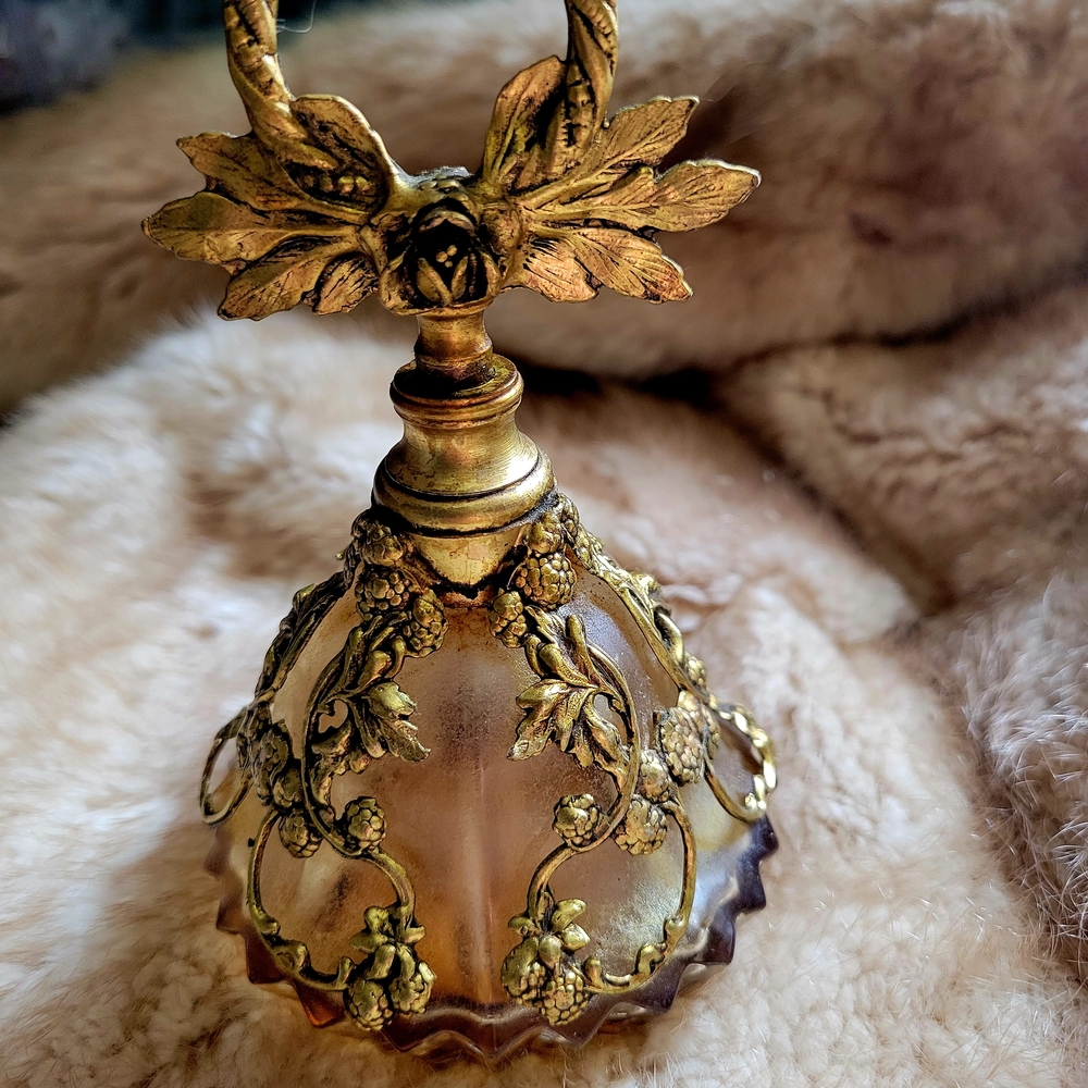 Vintage Gold and Glass Perfume Bottle